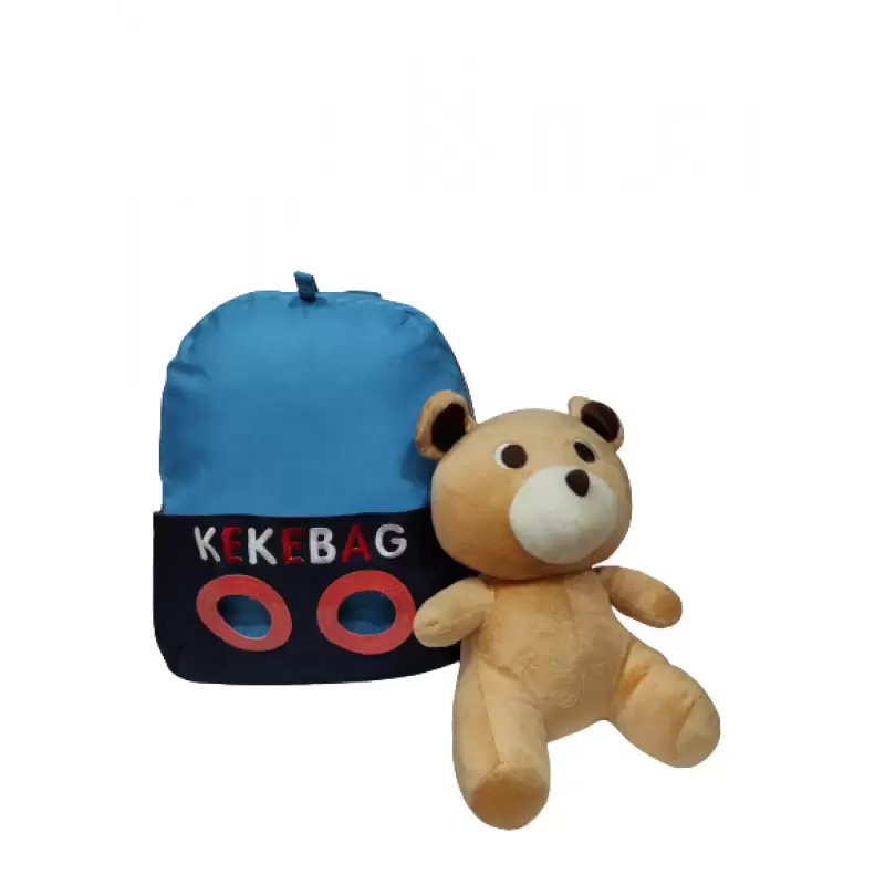 Mini Sac A Dos Bebe Avec Peluche Pour Fille Et Garcon Bleu Noir