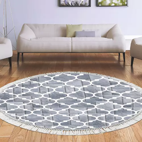 Tapis Rond 160x160 coton antidérapant