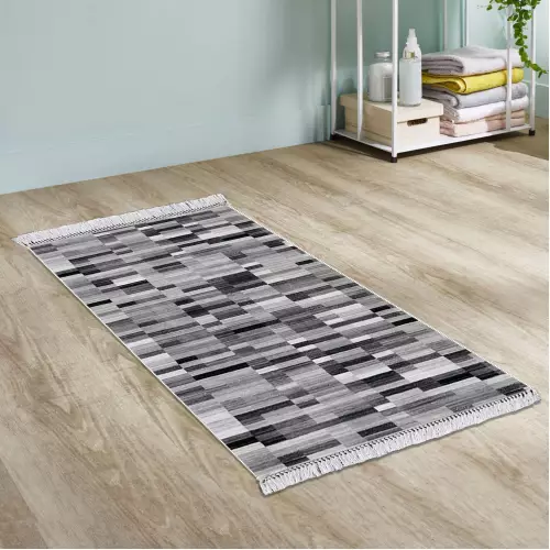 Tapis de couloir 80x200 Coton Antidérapant Rectangulaire (DE-BL)