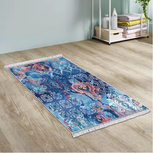 Tapis de couloir 80x150 Coton Antidérapant Rectangulaire (DE-BL)