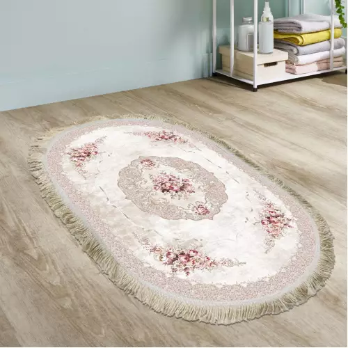 Tapis Ovale 80x120 coton Antidérapant (DE-BL)