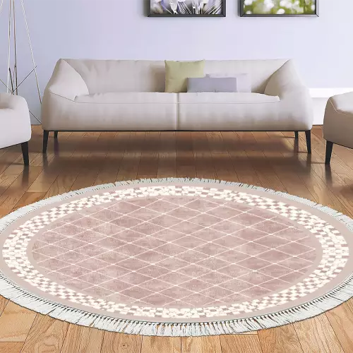 Tapis Rond 110x110 coton antidérapant