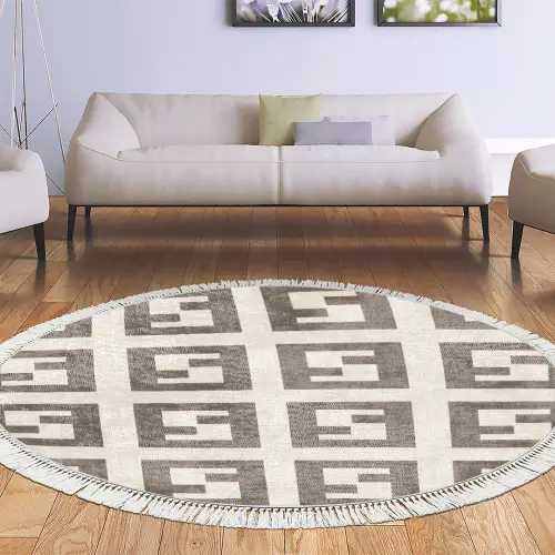 Tapis Rond 110x110 coton antidérapant