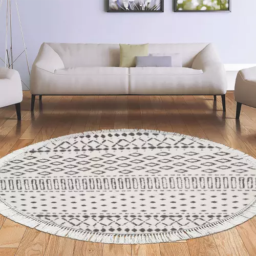 Tapis Rond 110x110 coton antidérapant