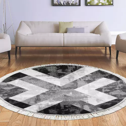 Tapis Rond 110x110 coton antidérapant