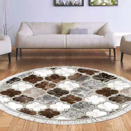 Tapis Rond 110x110 coton antidérapant