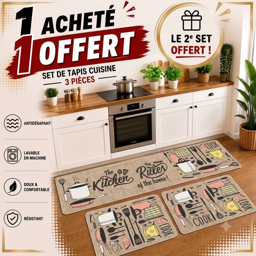 3-Piece Kitchen Rug Set – The Kitchen Rules Utensils Print