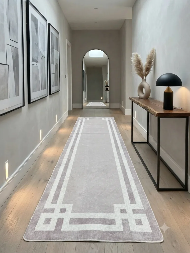 سجادة ممر ماوف بإطار هندسي (80x400)