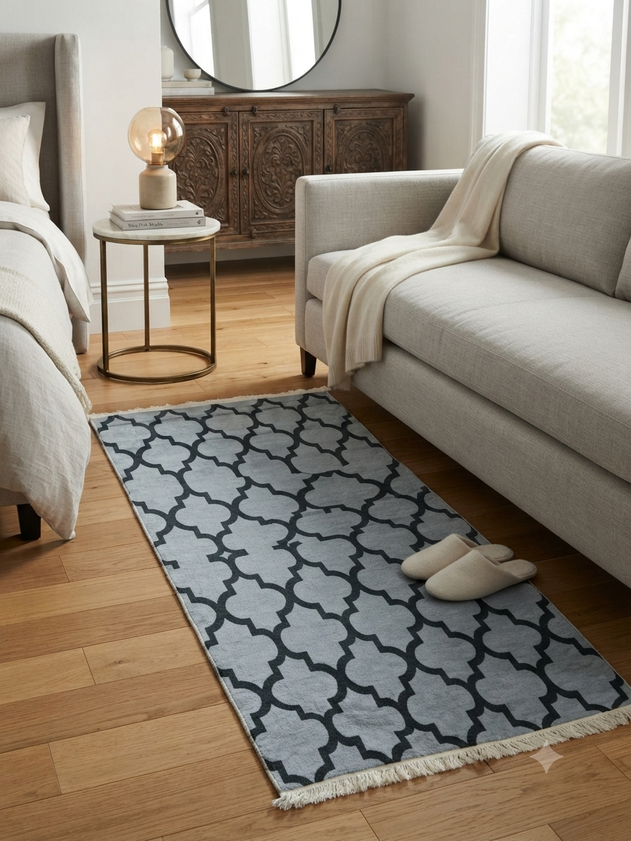 Descente de lit 80×150 – treillis marocain bleu