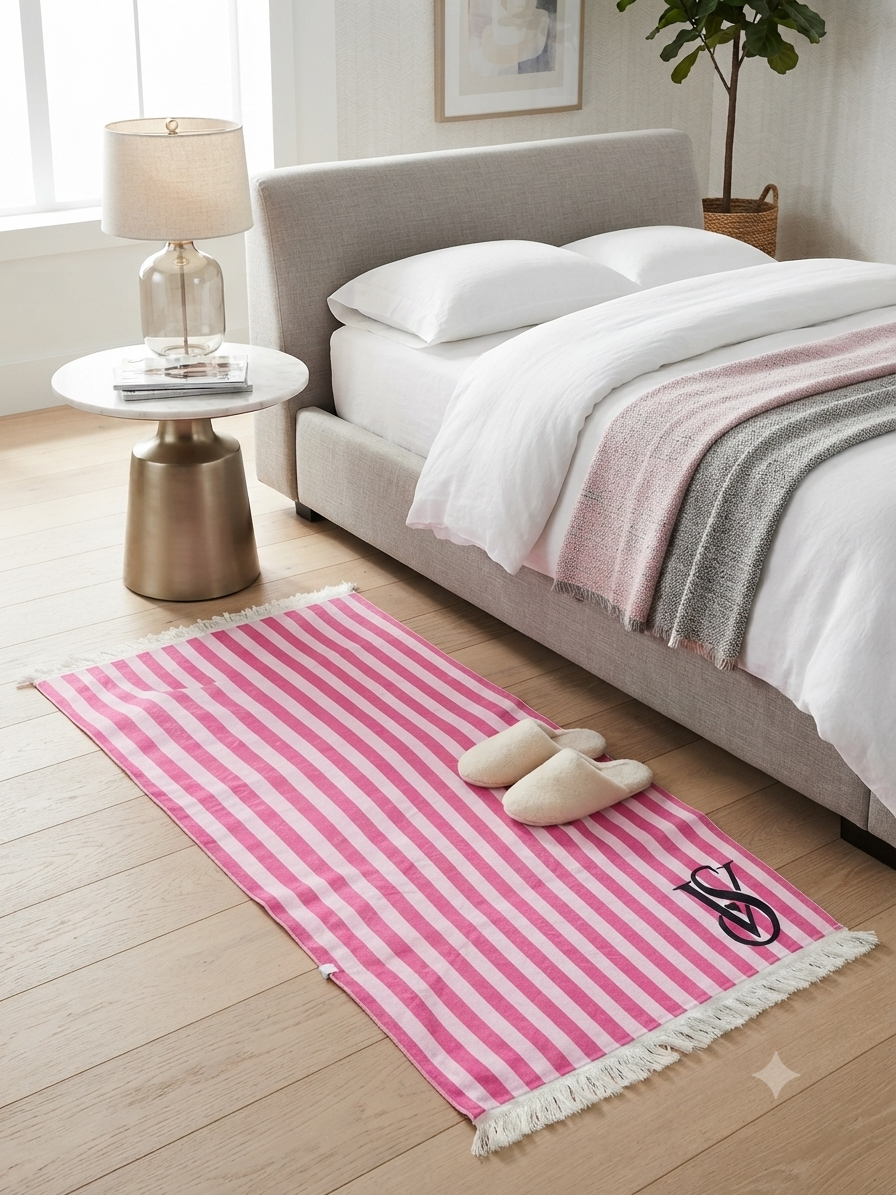 Bedside Rug 80×150 – pink stripes