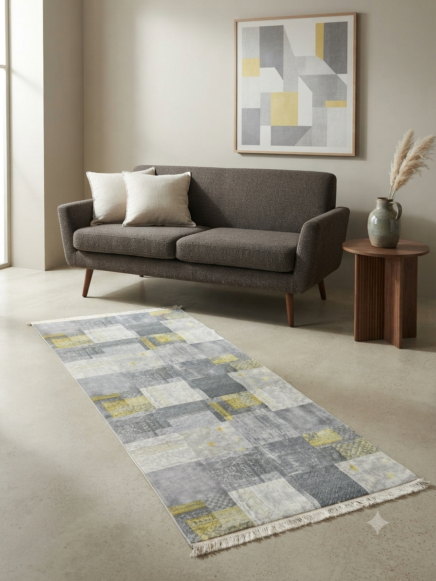 Descente de lit 80×150 – abstrait beige et gris clair