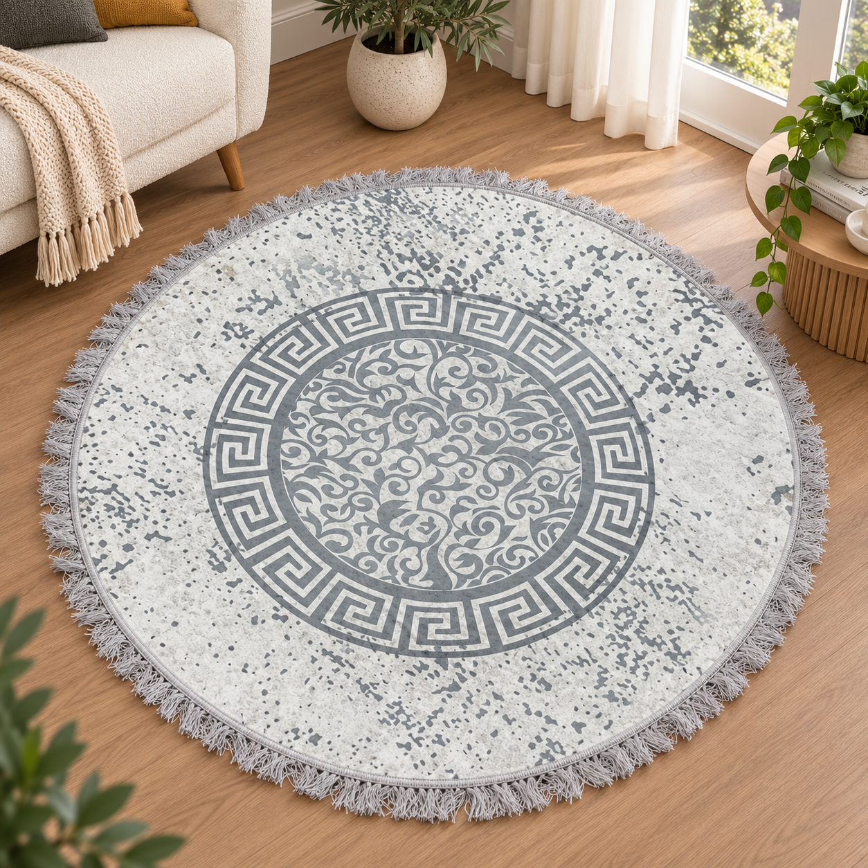Scandinavian Minimalist Round Rug