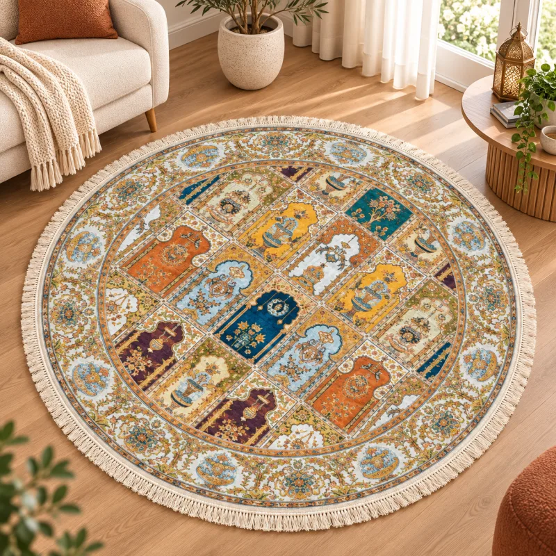 Floral Botanical Round Rug
